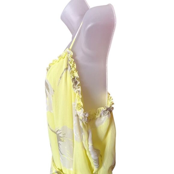 Old Navy Neon Yellow Floral Cami Boho Sundress Summer Preppy Midi Flowy Dress - Picture 4 of 5